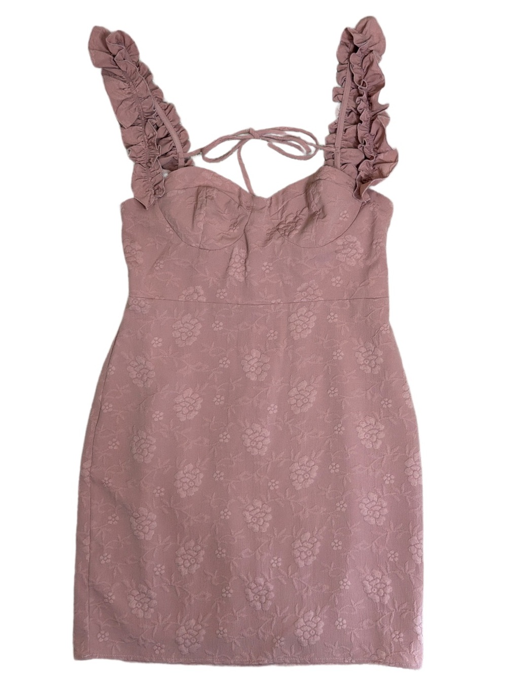 Lulu's Butterfly Kisses Mauve Pink Jacquard Mini Dress - Picture 14 of 15
